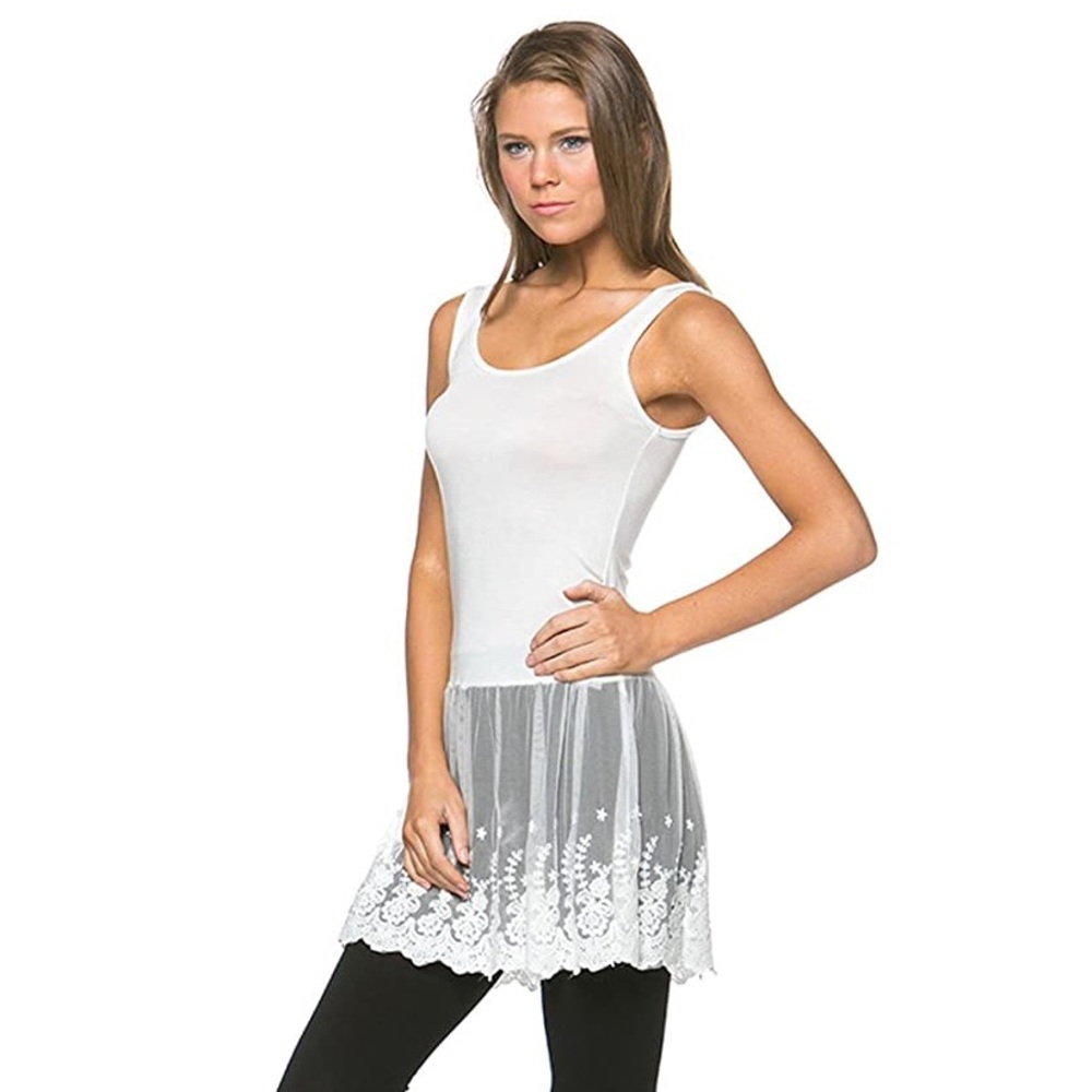 Wanna B White Lace Tank Extender